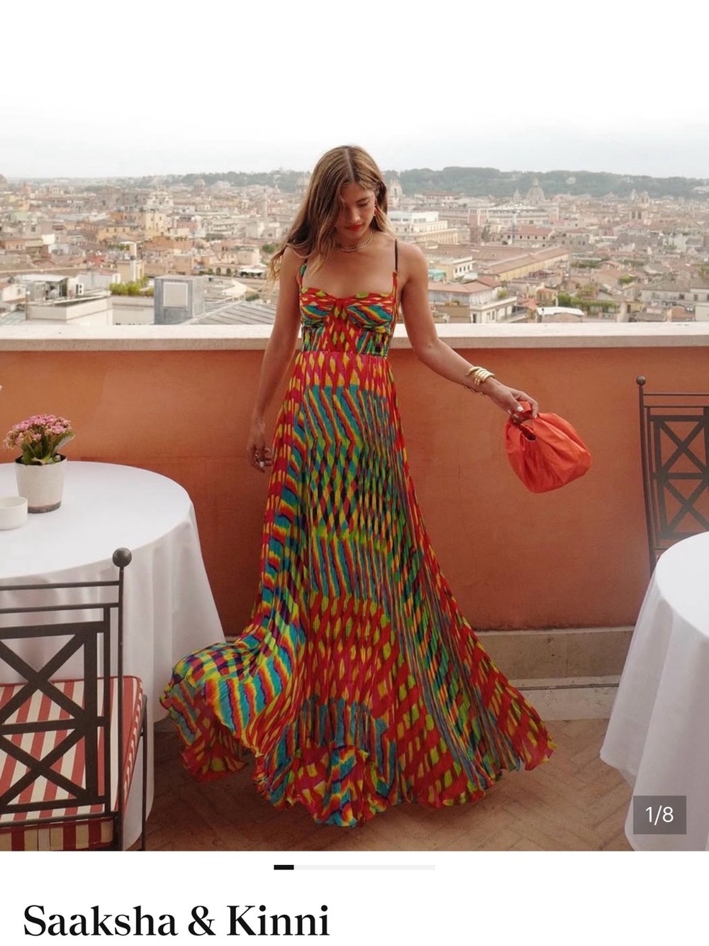 ISO Saaksha & Kinni Red Multicolor Printed Maxi Dress in small